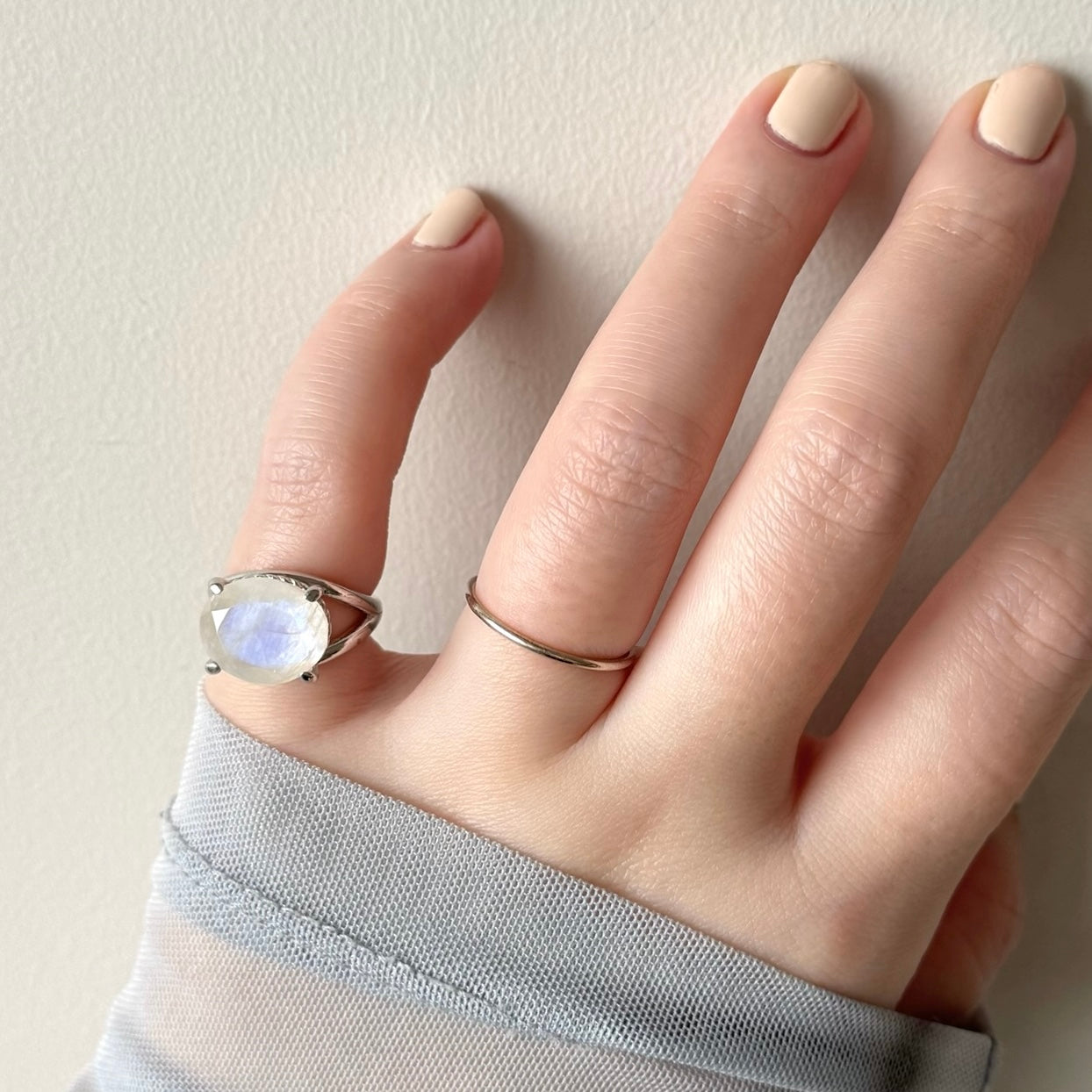 [ rainbow moon stone ] reine pinky silver