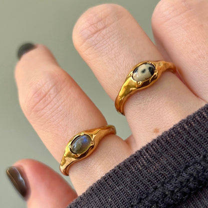 [ dalmatian jasper ] pebble gold