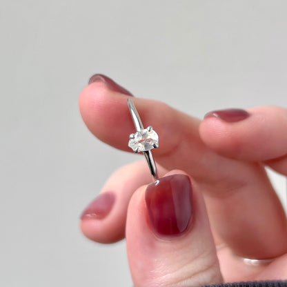 [ rainbow moon stone ] dorp faceted cut ring  silver [ free size ]