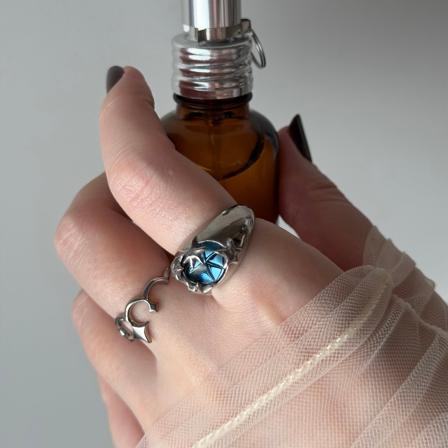 [ star dark blue ] twinkle ring silver