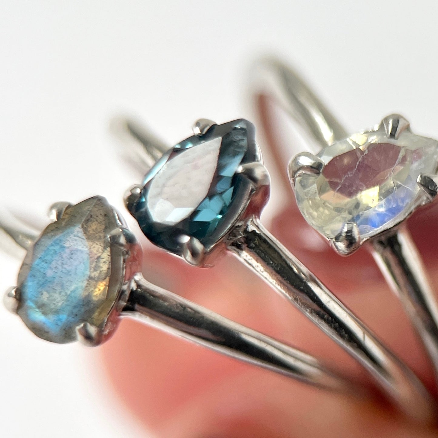 [ labradorite ] dorp faceted cut ring  silver [ free size ]