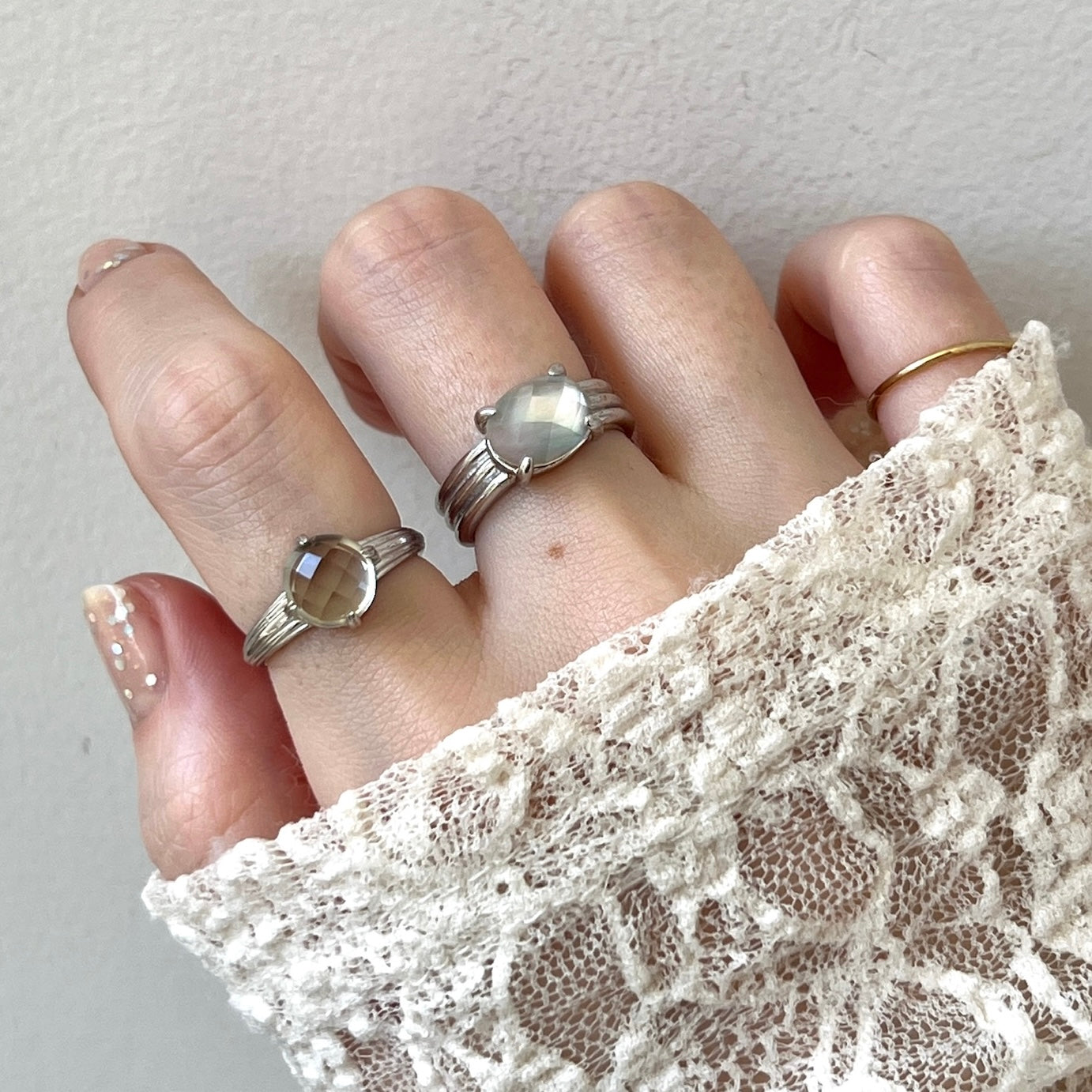 [ black shell (multi-faceted) ] trois silver