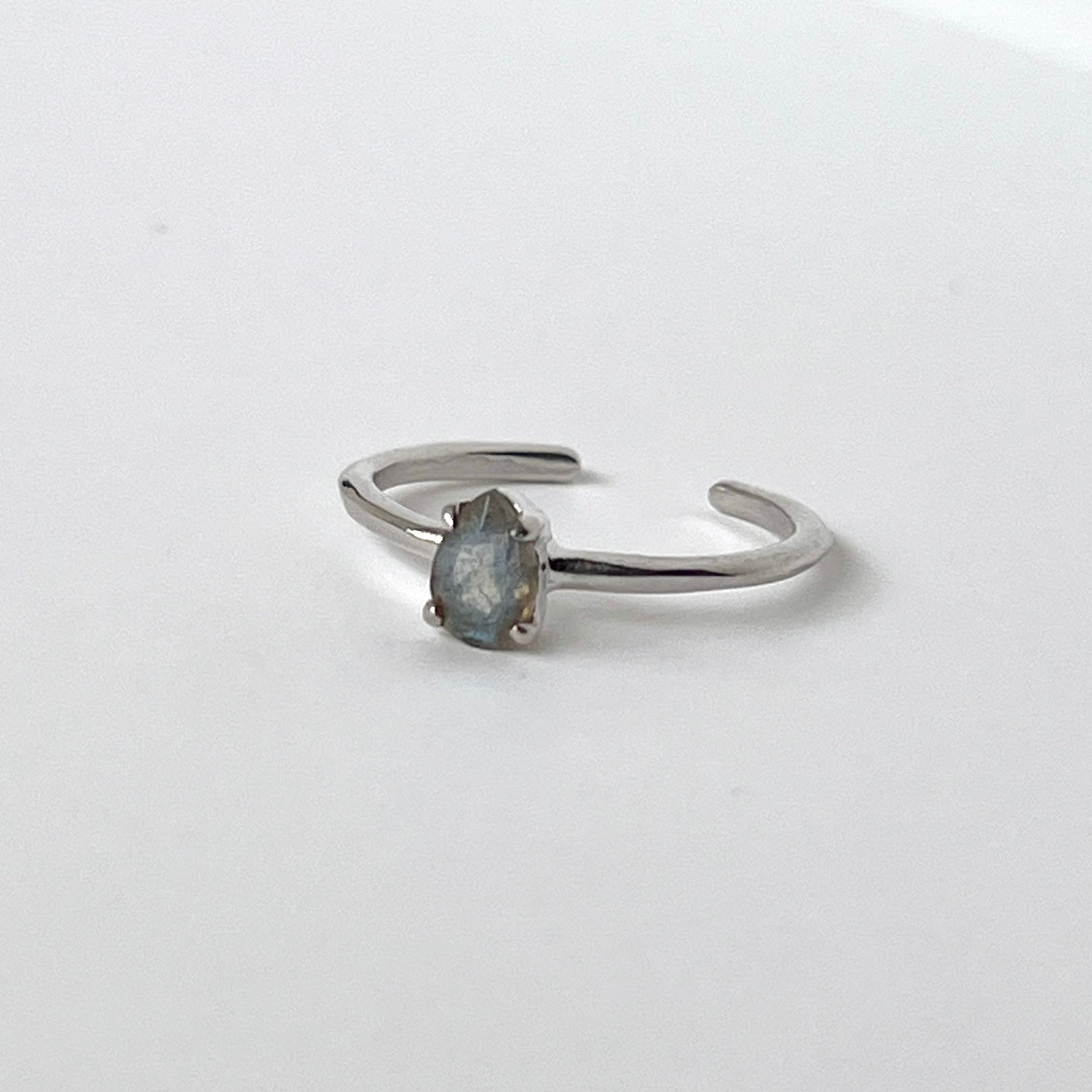 [ labradorite ] dorp faceted cut ring  silver [ free size ]