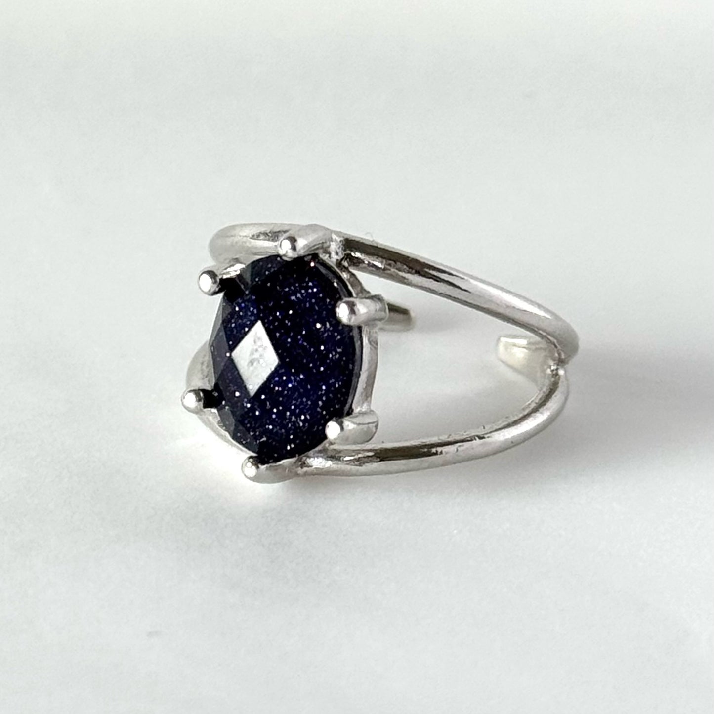 [ blue gold stone & crystal (multi-faceted) ] double silver [ free size ]