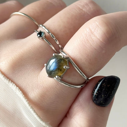 [ gray labradorite ] double silver [ free size ]