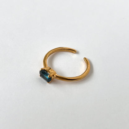 [ indigo blue kyanite ] oval faceted cut ring  gold [ free size ]