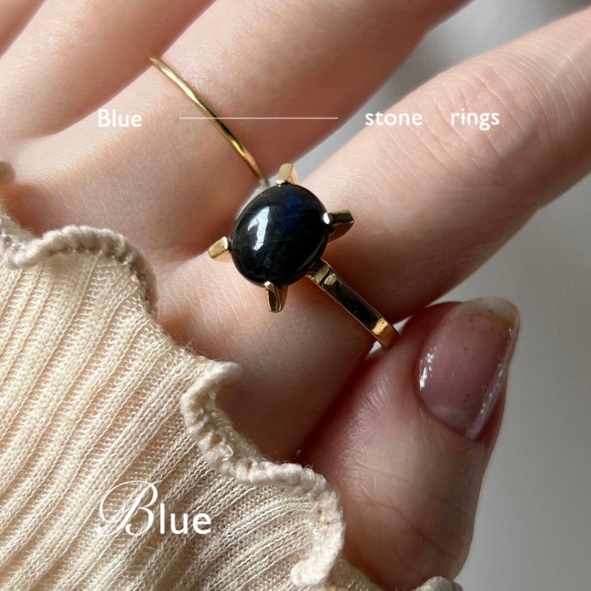 [ black labradorite ] classic gold [ free size ]