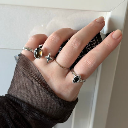 [ smoky quartz ] four pointed star silver