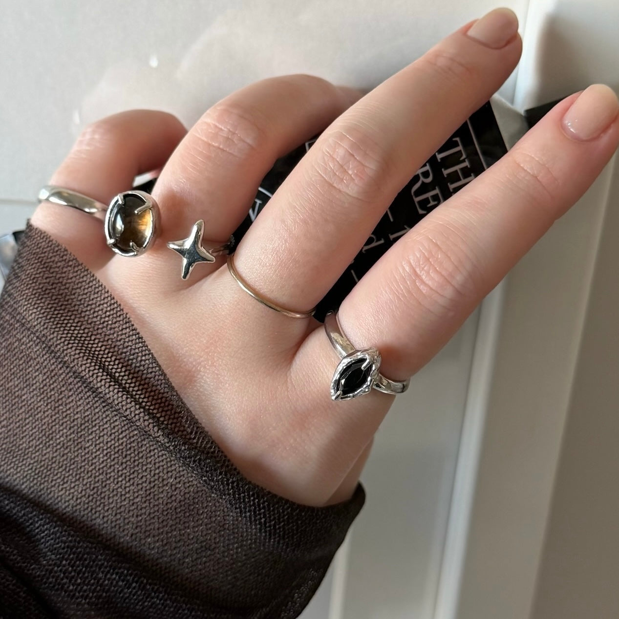 [ black spinel ] marquis stone silver