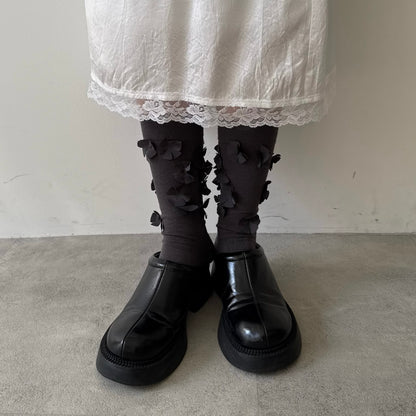 【CHARCOAL GRAY】flower motif socks