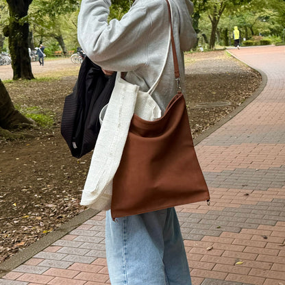 【BROWN】2way suede shoulder tote bag