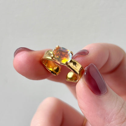 [ angel aura quartz ] um gold ring