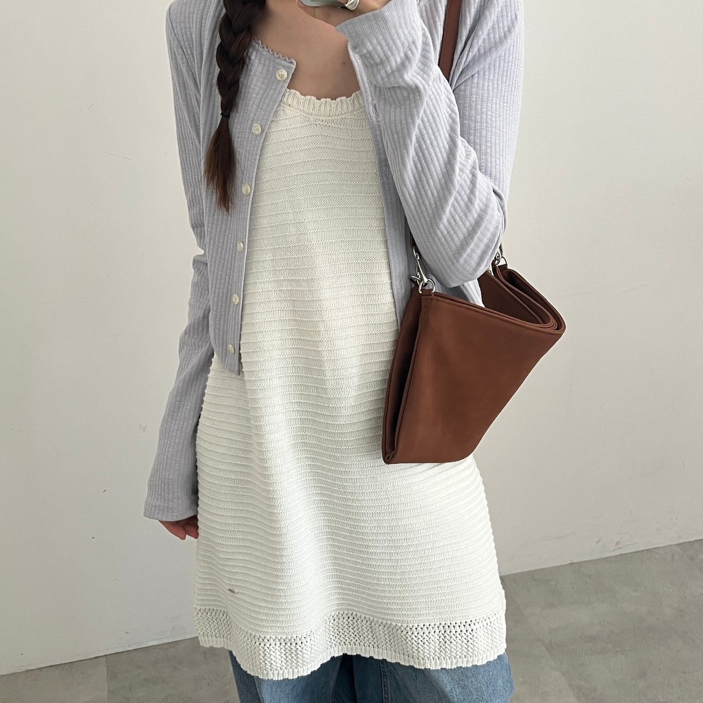 【BROWN】2way suede shoulder tote bag