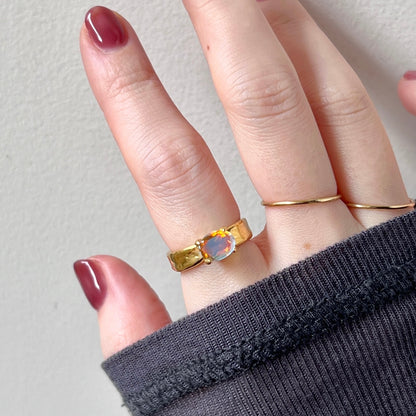 [ angel aura quartz ] um gold ring