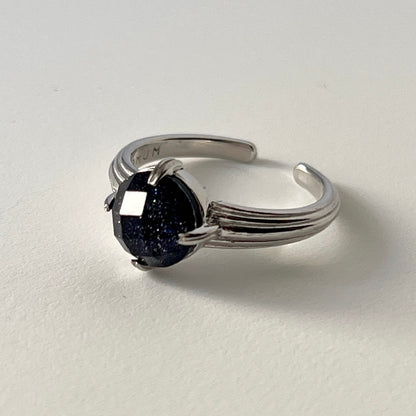 [ blue gold stone (multi-faceted) ] croissant silver