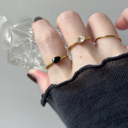 [ black opal ] oval faceted cut ring  gold