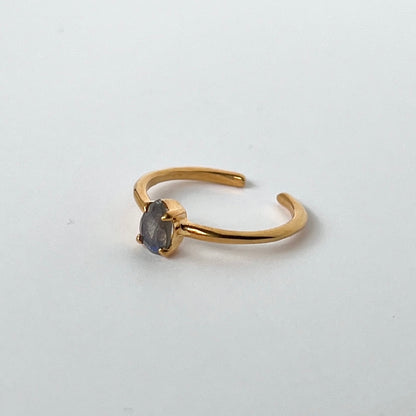 [ labradorite ] dorp faceted cut ring  gold [ free size ]