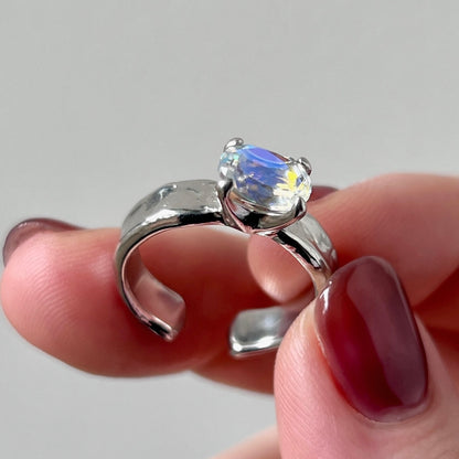[ angel aura quartz ] um silver ring