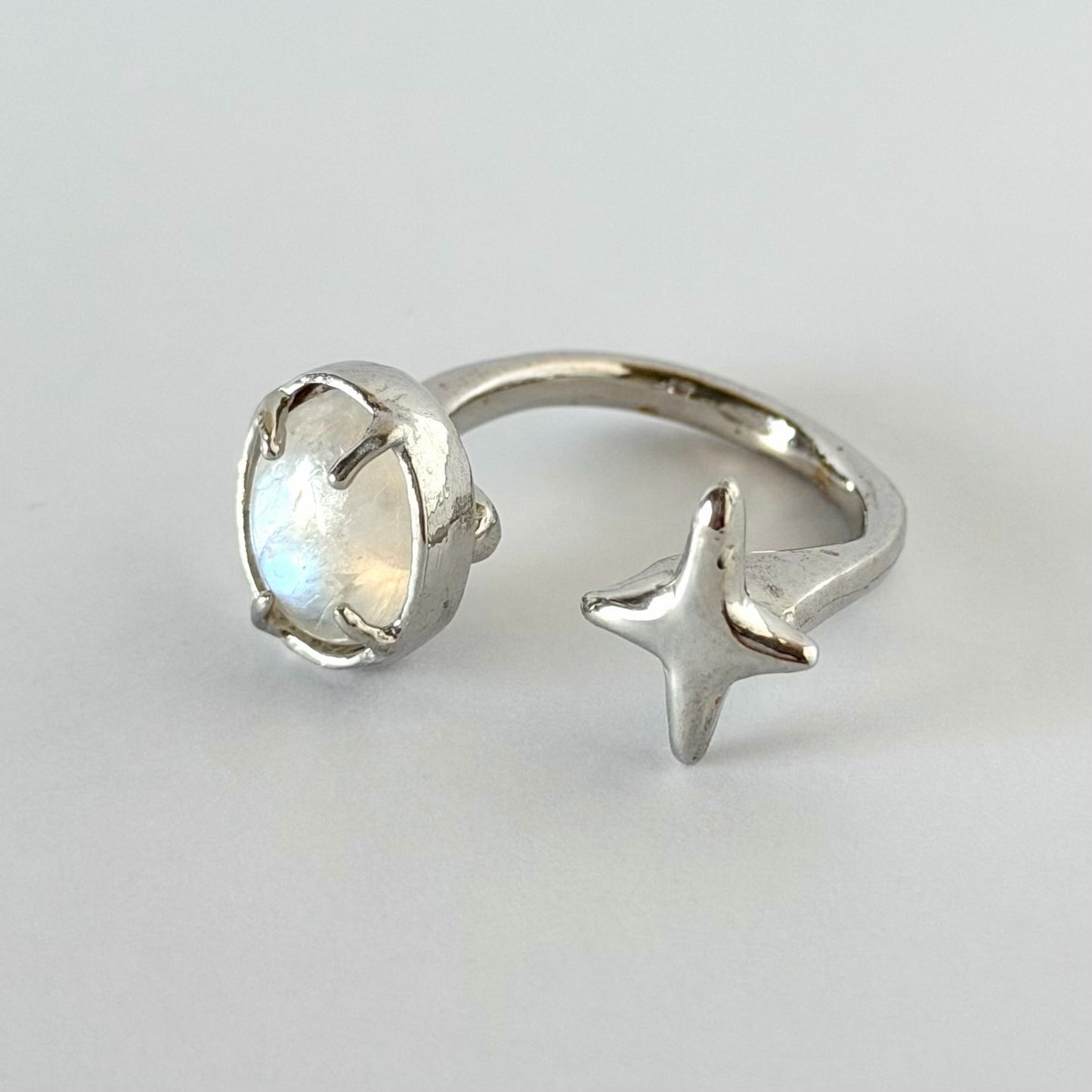 [ rainbow moon stone ] four pointed star silver