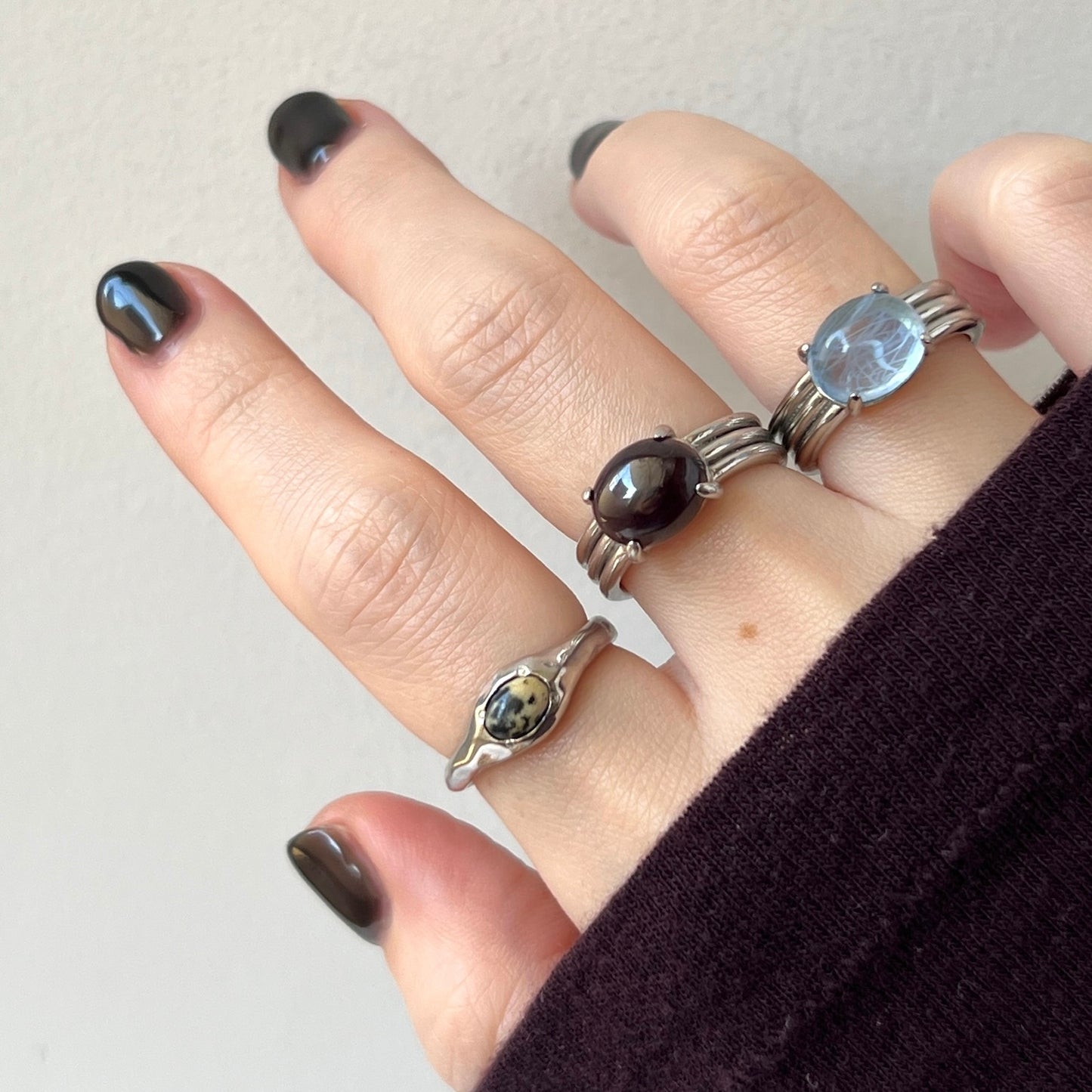 [ dalmatian jasper ] pebble silver