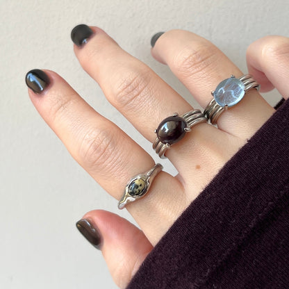 [ dalmatian jasper ] pebble silver
