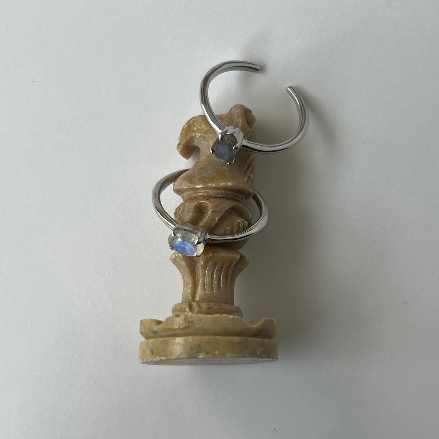 [ labradorite ] dorp faceted cut ring  silver [ free size ]