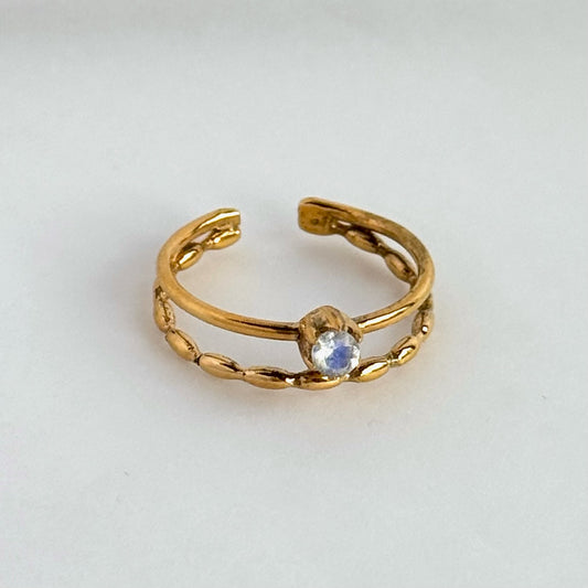 [ labradorite ] double chain gold [ free size ]