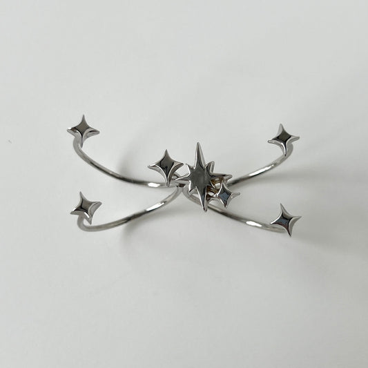 [ silver ] double ptolemaeus ring [ free size ]