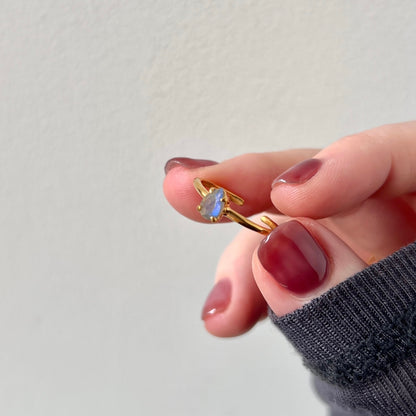 [ labradorite ] dorp faceted cut ring  gold [ free size ]