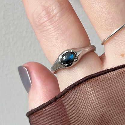 [ blue labradorite ] pebble silver [ free size ]