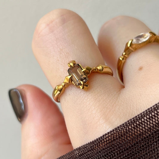 [ smoky quartz ] polaris gold [ free size ]