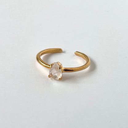 [ rainbow moon stone ] drop faceted cut ring  gold