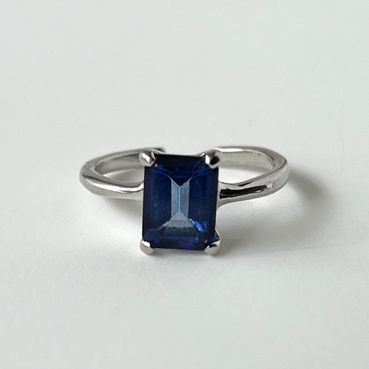 [ blue mystic topaz ] rectangle faceted cut silver [ free size ]