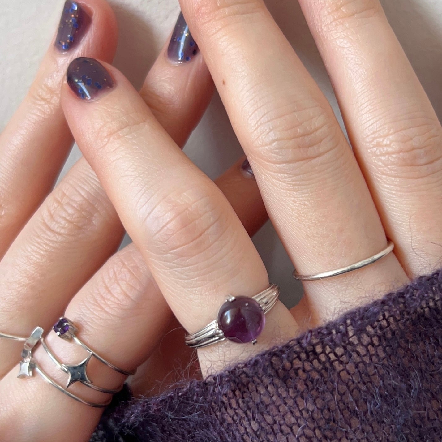 [ amethyst ] croissant silver