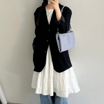 【BLUE】2way suede shoulder tote bag
