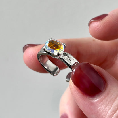 [ angel aura quartz ] um silver ring