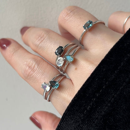 [ labradorite ] dorp faceted cut ring  silver [ free size ]