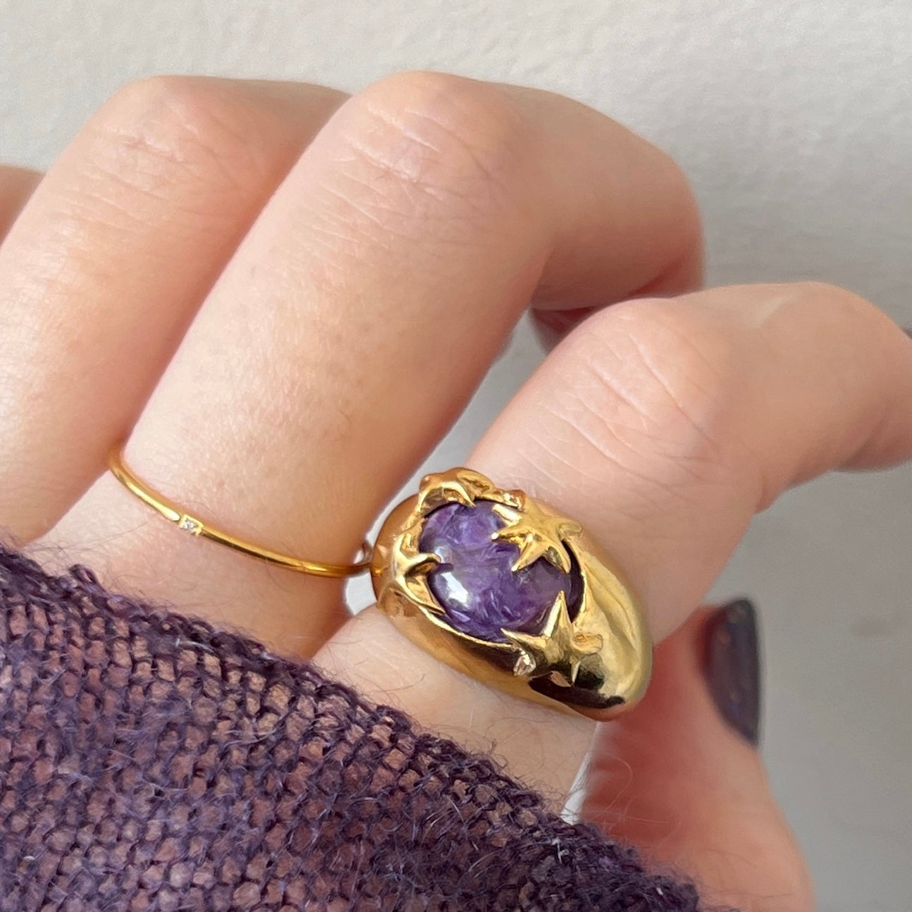 [ charoite ] twinkle ring gold