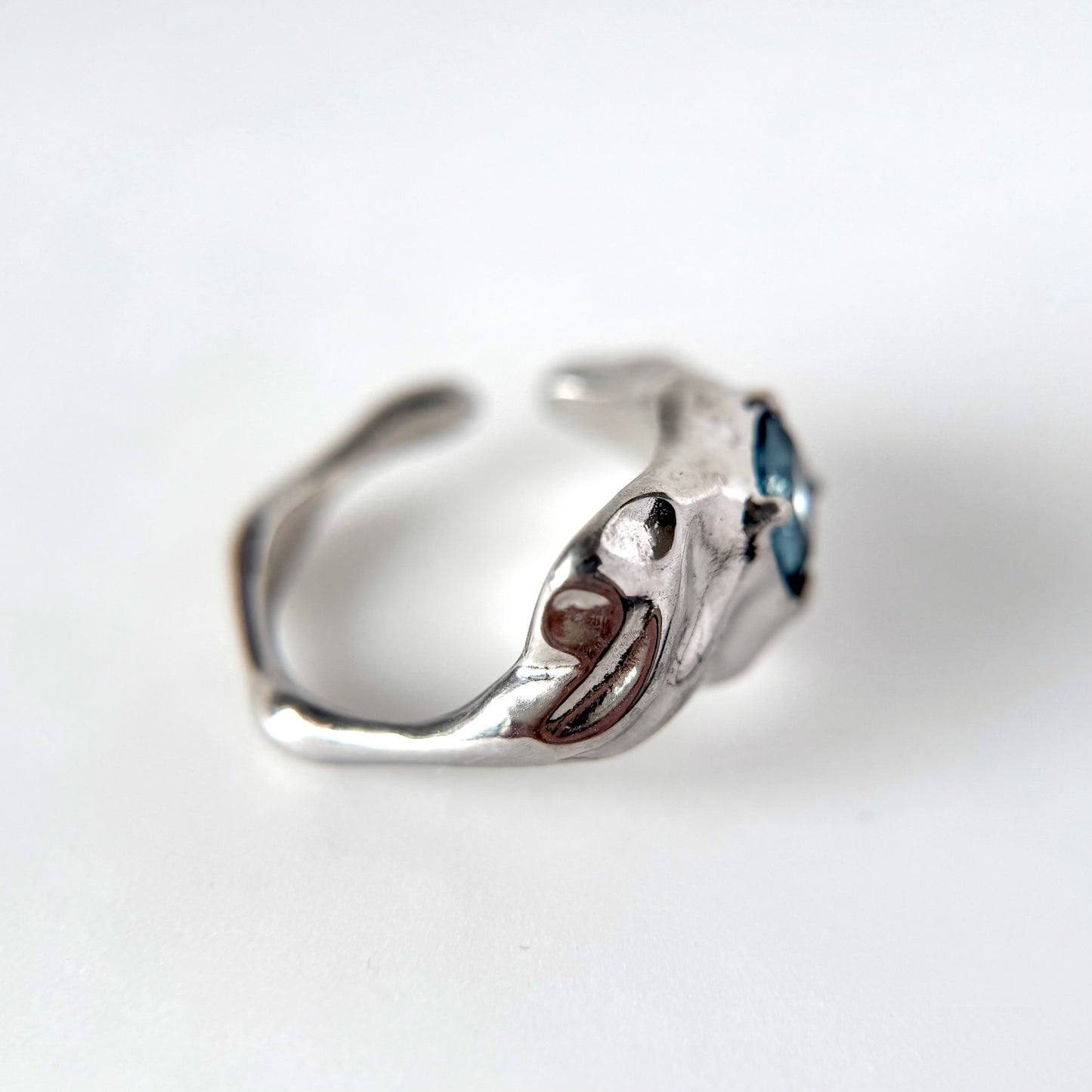 [ light blue glass ]  melt ring  silver