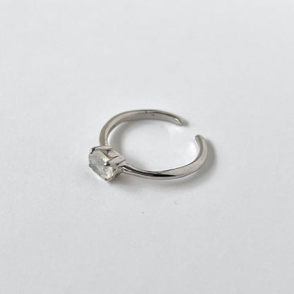 [ rainbow moon stone ] oval faceted cut ring  silver