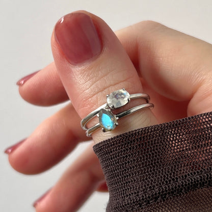 [ labradorite ] dorp faceted cut ring  silver [ free size ]