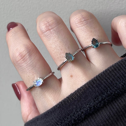 [ labradorite ] dorp faceted cut ring  silver [ free size ]