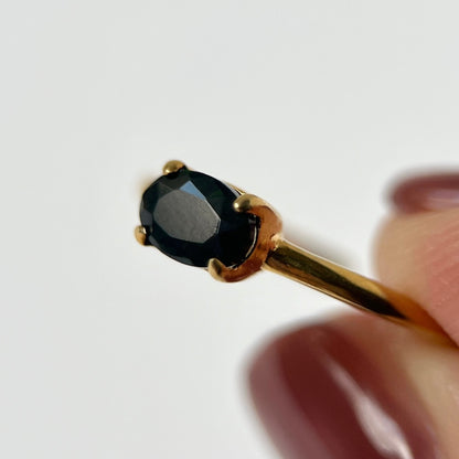 [ black opal ] oval faceted cut ring  gold