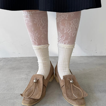 【WHITE】layered lace socks