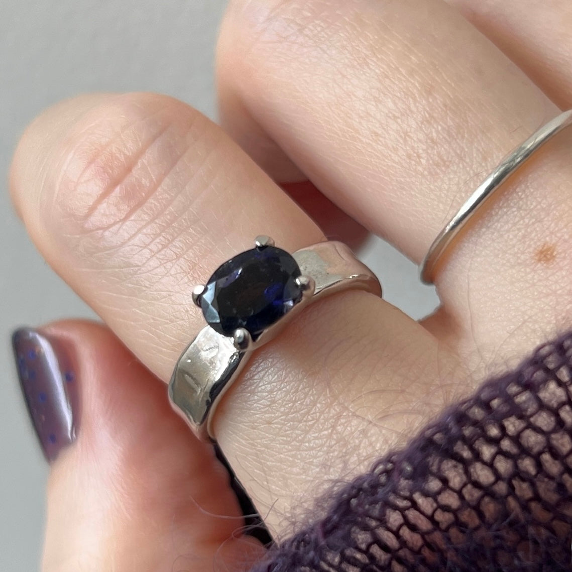 [ iolite ] um silver ring [ free size ]