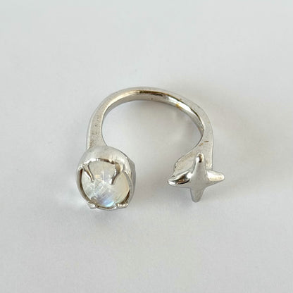 [ rainbow moon stone ] four pointed star silver