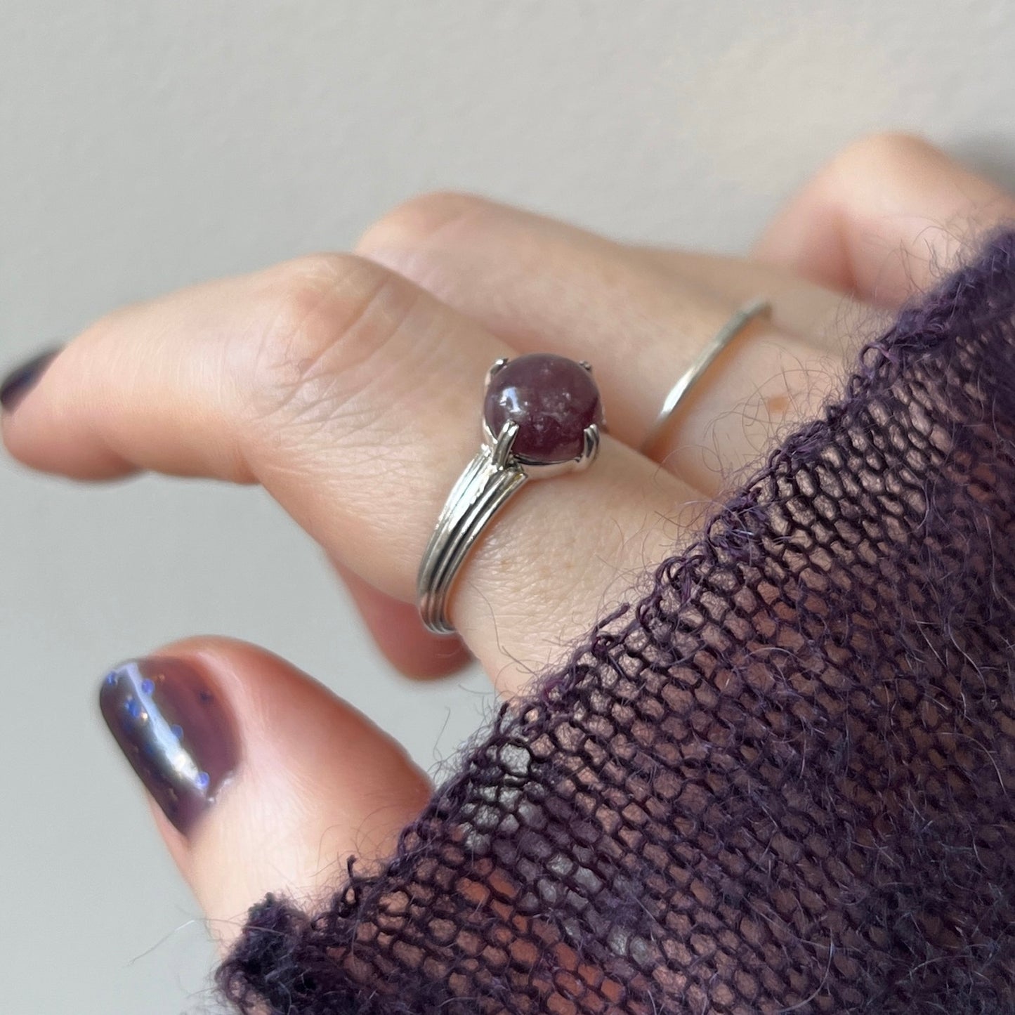 [ lepidolite ] croissant silver