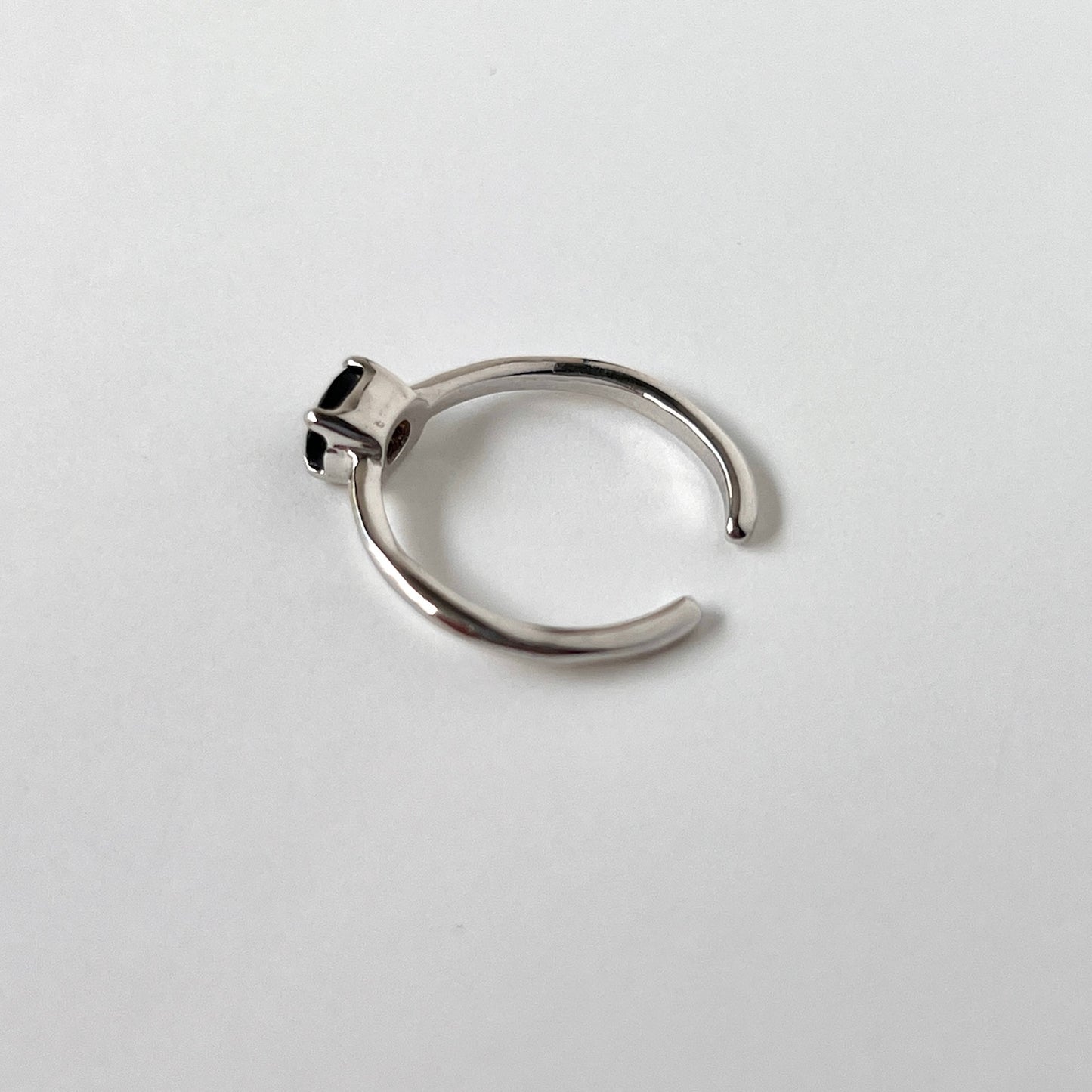 [ black opal ] oval faceted cut ring  silver [ free size ]