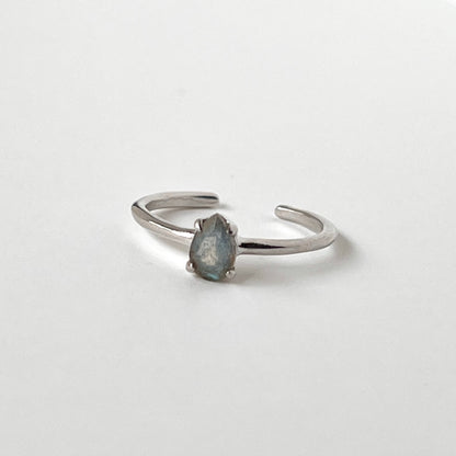 [ labradorite ] dorp faceted cut ring  silver [ free size ]