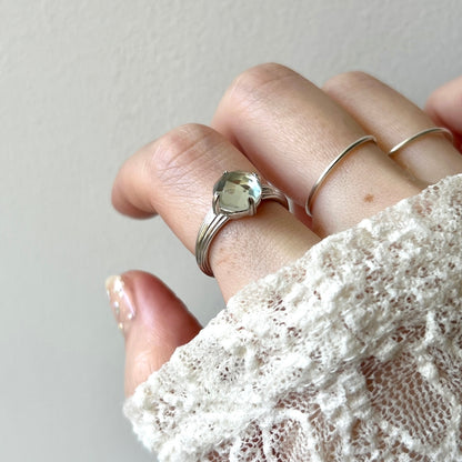 [ green amethyst (multi-faceted) ] croissant silver